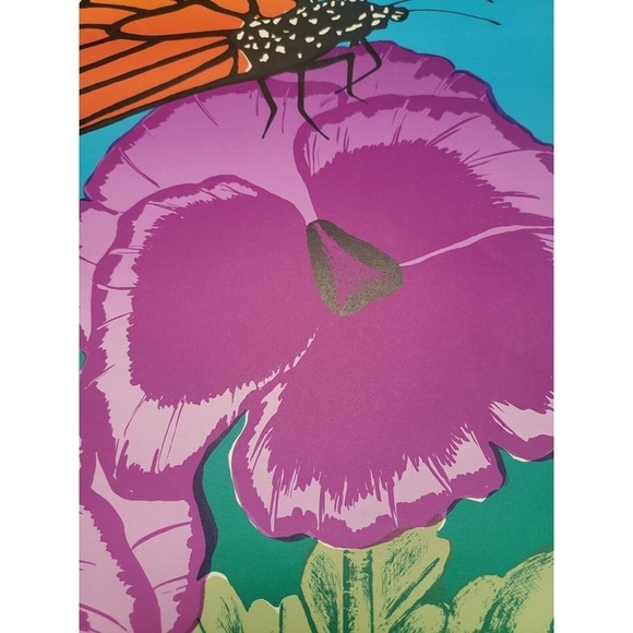 Vintage 1995 P. Alonzo "A Visita" Butterfly Floral Print - Picture 4 of 8